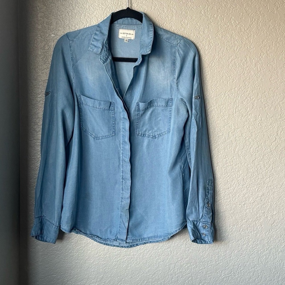Cotton On Light Denim Button Down S Small